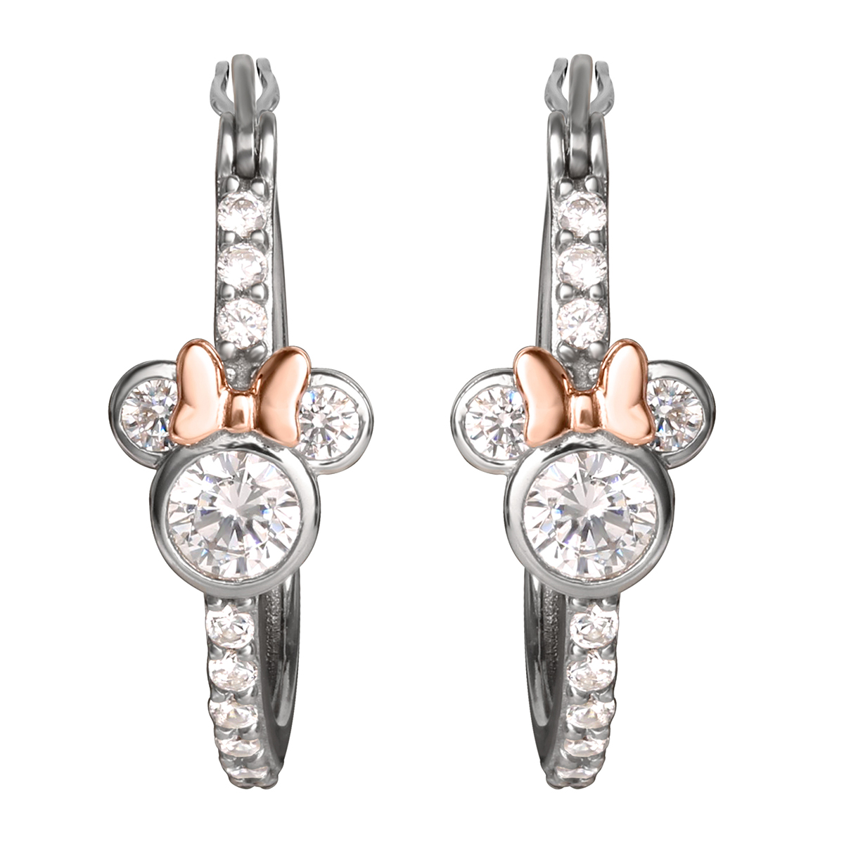 Splendere CZ Minnie Mouse Hoop Earrings