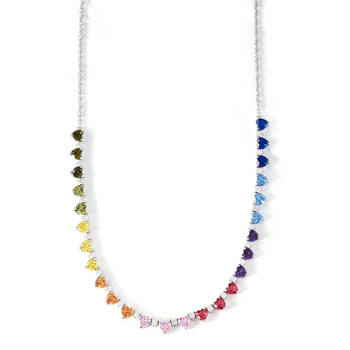 Rainbow CZ Heart Necklace