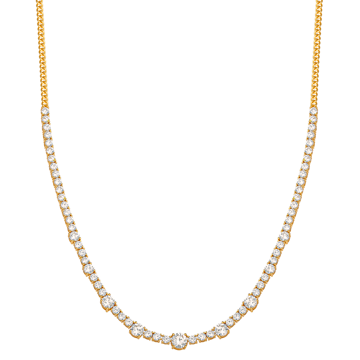 Splendere Gold Plated Half Tennis Necklace