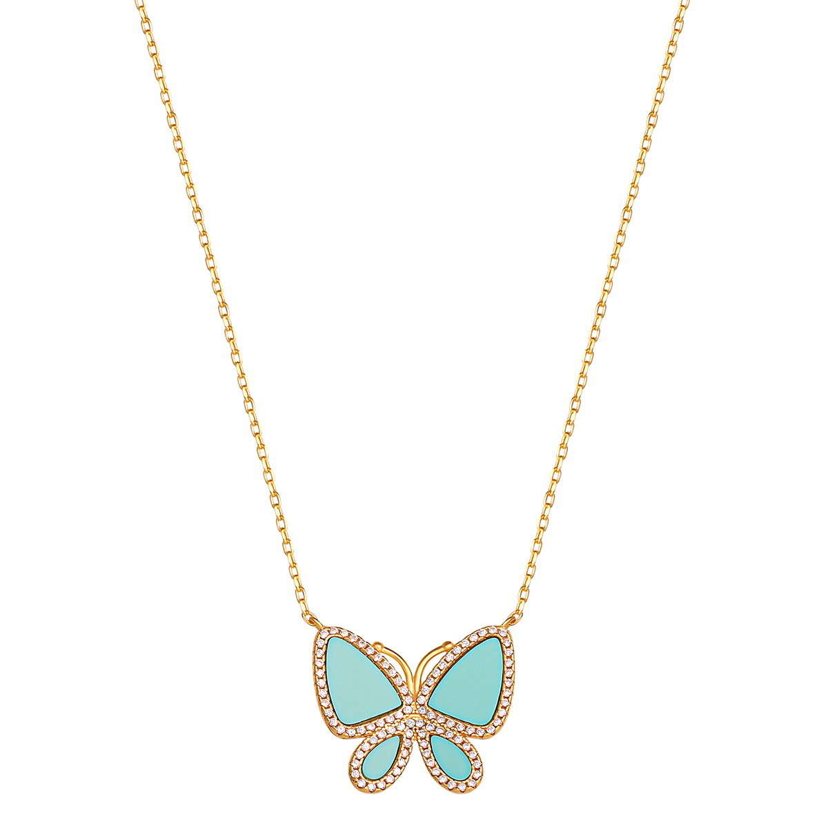 Splendere CZ & Turquoise Butterfly Pendant