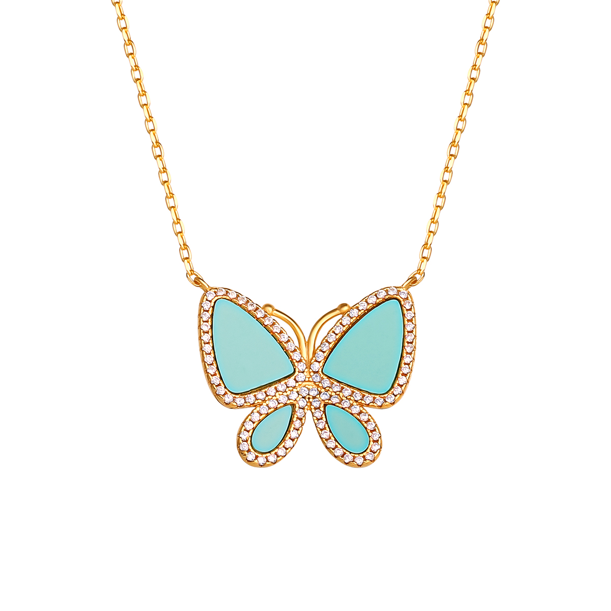 Splendere CZ & Turquoise Butterfly Pendant