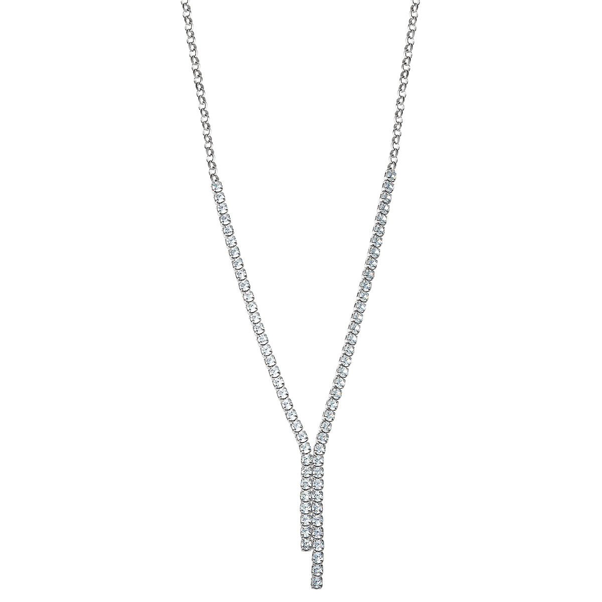 Splendere Sterling Silver CZ Tennis Y-Necklace