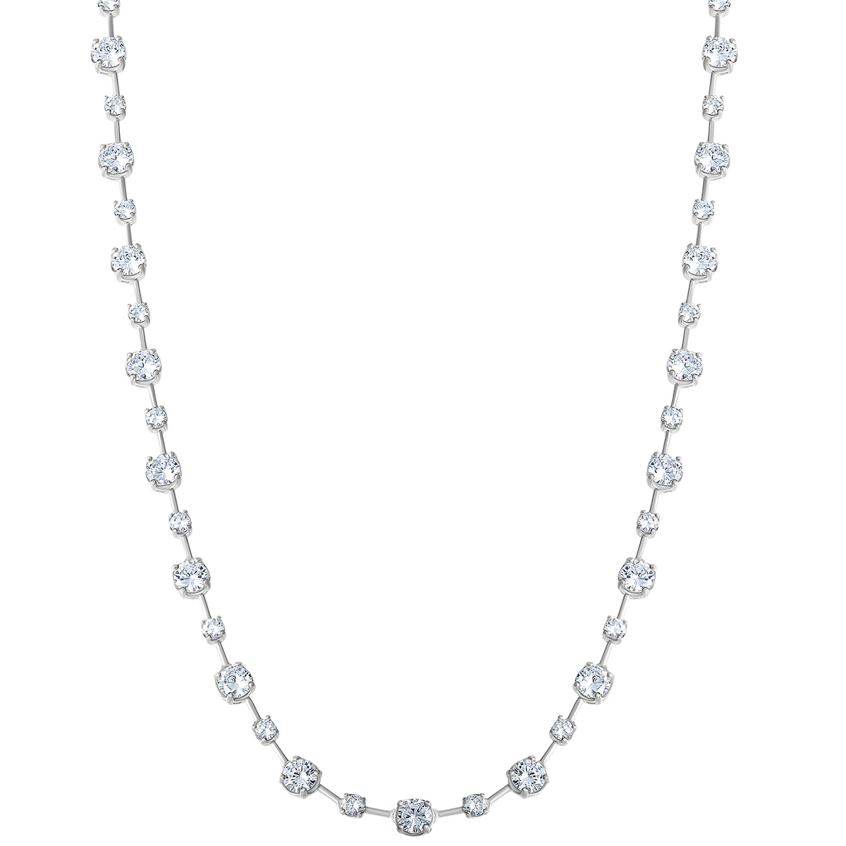 Splendere Sterling Silver CZ Station Necklace