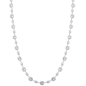 Splendere Sterling Silver CZ Station Necklace