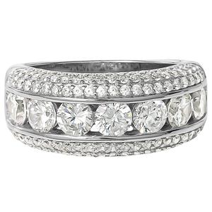 Splendere Sterling Silver 1.2mm CZ Eternity Band Ring