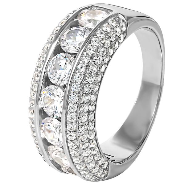 Splendere Sterling Silver 1.2mm CZ Eternity Band Ring alternate view