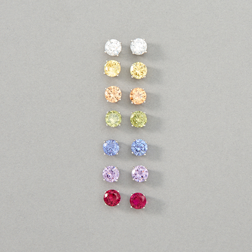 Sterling Silver & Multi-Color CZ 7pr. Stud Earrings Set