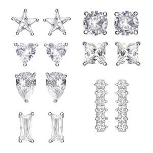 Splendere 7pr. Sterling Silver CZ Stud Earrings Set alternate view