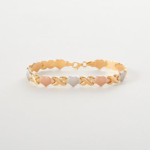 Tri-Color Hugs & Kisses Link Bracelet