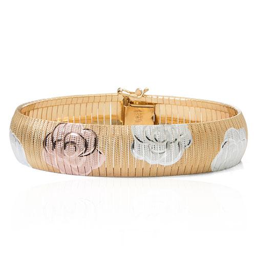 Ellen Tracy Sterling Silver Flower Omega Bracelet