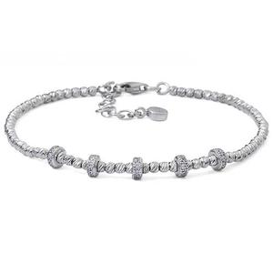 Rhodium Plated Sterling Silver Station Bracelet