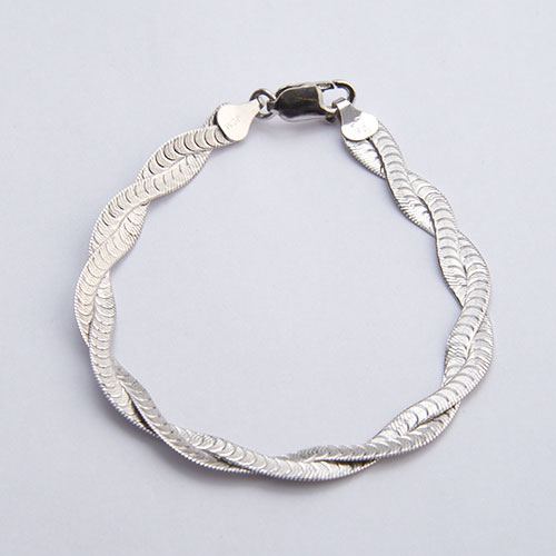 Ellen Tracy Sterling Silver Twisted Herringbone Bracelet