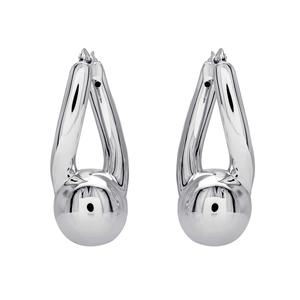 Ellen Tracy Sterling Silver Bead Hoop Earrings
