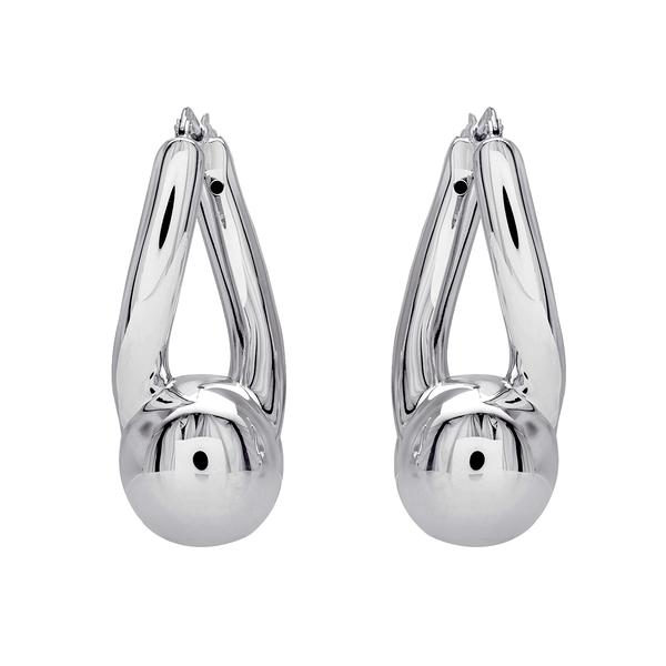Ellen Tracy Sterling Silver Bead Hoop Earrings