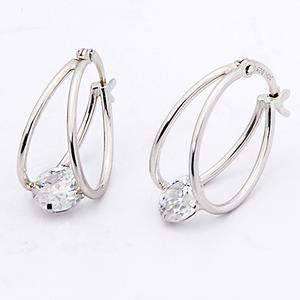 Ellen Tracy Captured CZ Hoop Earrings