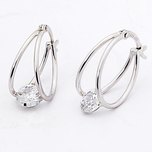 Ellen Tracy Captured CZ Hoop Earrings