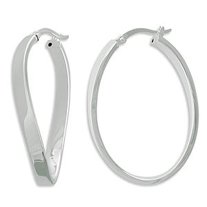 Ellen Tracy Sterling Silver Wave Hoop Earrings
