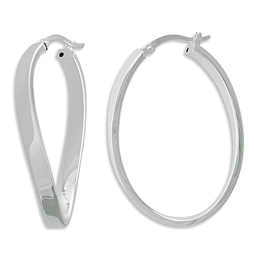 Ellen Tracy Sterling Silver Wave Hoop Earrings