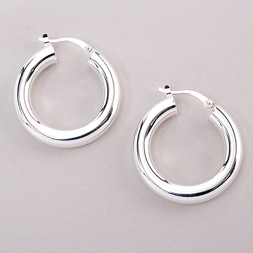 Ellen Tracy Sterling Silver Round Hoop Earrings