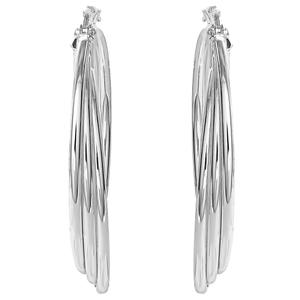 Ellen Tracy Sterling Silver Triple Tube Hoop Earrings alternate view