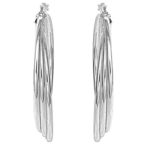 Ellen Tracy Sterling Silver Triple Tube Hoop Earrings alternate view