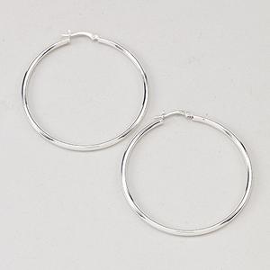Ellen Tracy Sterling Silver Round Hoop Earrings