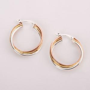 Ellen Tracy Tri-Color Sterling Silver Hoop Earrings