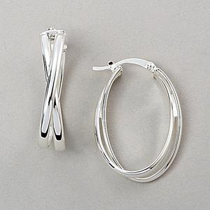 Ellen Tracy Sterling Silver Criss Cross Hoops