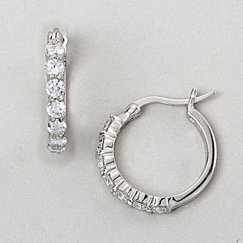 Ellen Tracy Sterling CZ Hoop Earrings