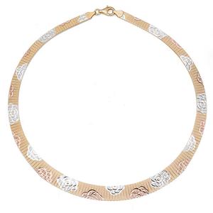 Ellen Tracy Tri-Tone Flower Omega Collar Necklace