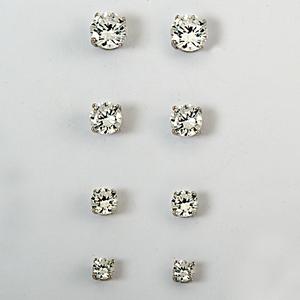 Ellen Tracy 4pr. Sterling CZ Earrings Set