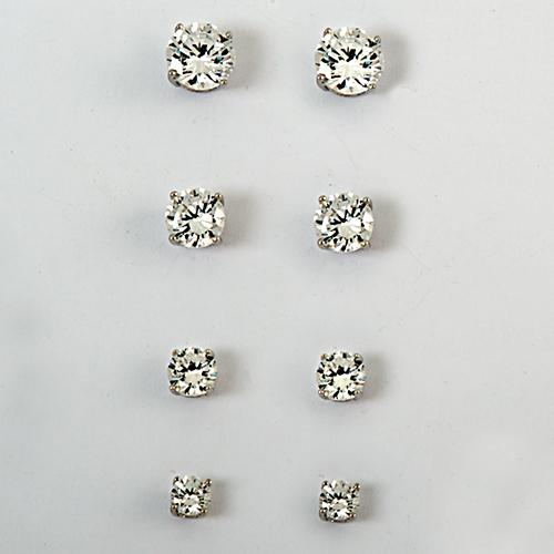 Ellen Tracy 4pr. Sterling CZ Earrings Set