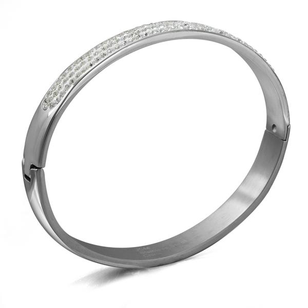 Stainless Steel Clear Crystal Bangle Bracelet alternate view