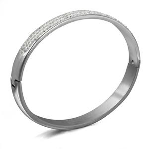 Stainless Steel Clear Crystal Bangle Bracelet alternate view
