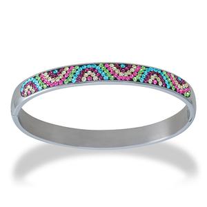 Stainless Steel Crystal Accent Bangle Bracelet