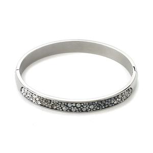 Stainless Steel Multi-Crystal Black Bangle Bracelet