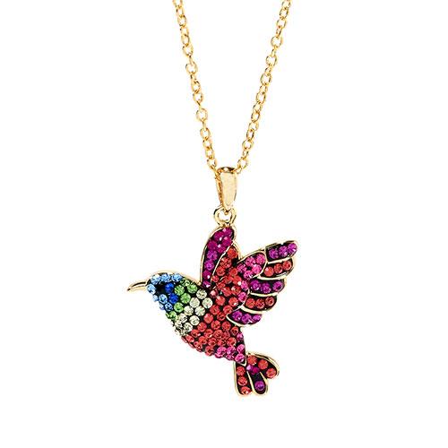 Multi Color Crystal Hummingbird Pendant