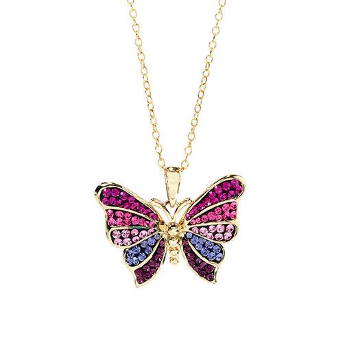 Multi Color Crystal Butterfly Pendant
