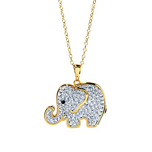 Gold Crystal Elephant Pendant Necklace