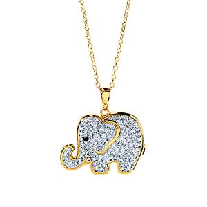 Gold Crystal Elephant Pendant Necklace