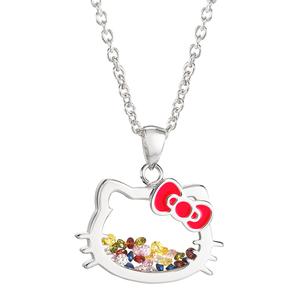 Brass Silver Plated Multi-Color Stone Hello Kitty(R) Shaker Pendant