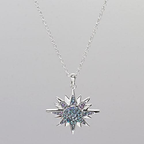 Silver Plated Brass Sunburst Necklace