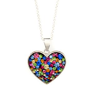 Silver Plated Brass Multi Confetti Crystal Pendant