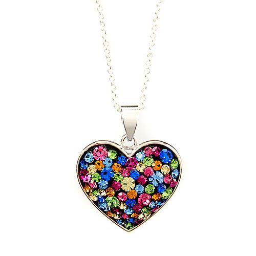 Silver Plated Brass Multi Confetti Crystal Pendant