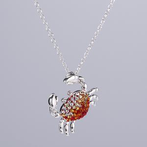 Silver Plated Crystal Crab Pendant Necklace