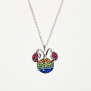 Silver Plated Brass Minnie Mouse Rainbow Necklace