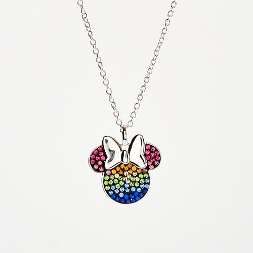 Silver Plated Brass Minnie Mouse Rainbow Necklace