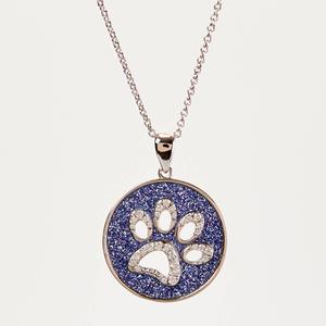 Silver Plated Brass Glitter Paper Paw Print Pendant Necklace
