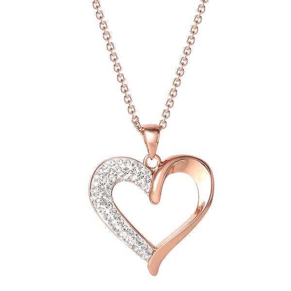 Rose Gold Flash Plated Brass Crystal Heart Pendant
