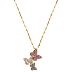Yellow Gold Plated CZ and Glitter Butterfly Pendant alternate view